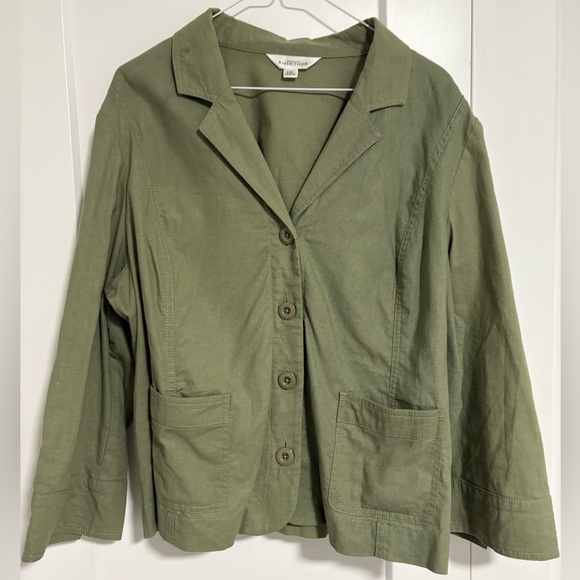 Northern Reflections Olive Green Linen Button-Up Light Jacket Women's Size XXL - Picture 1 of 8
